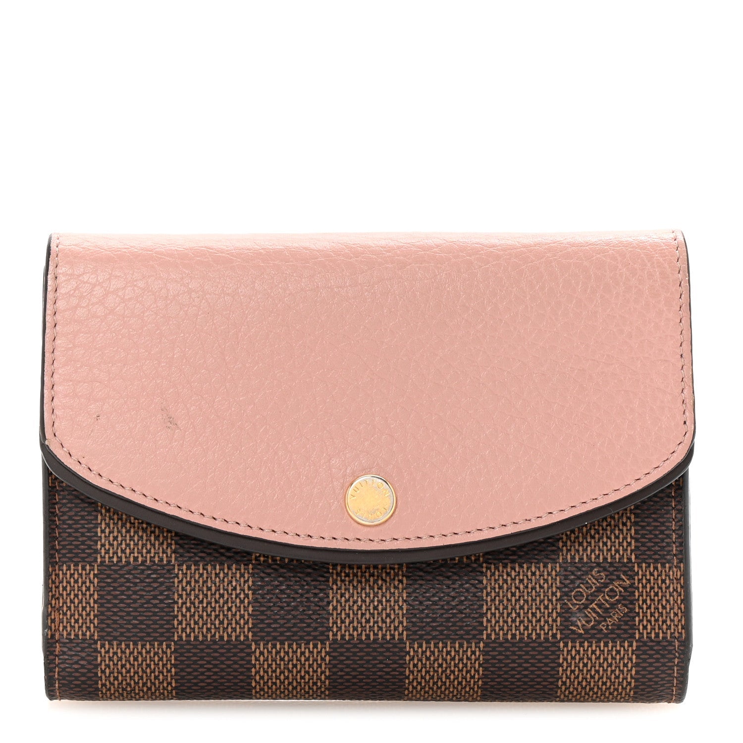 Damier Ebene Normandy Compact Wallet Rose Ballerine