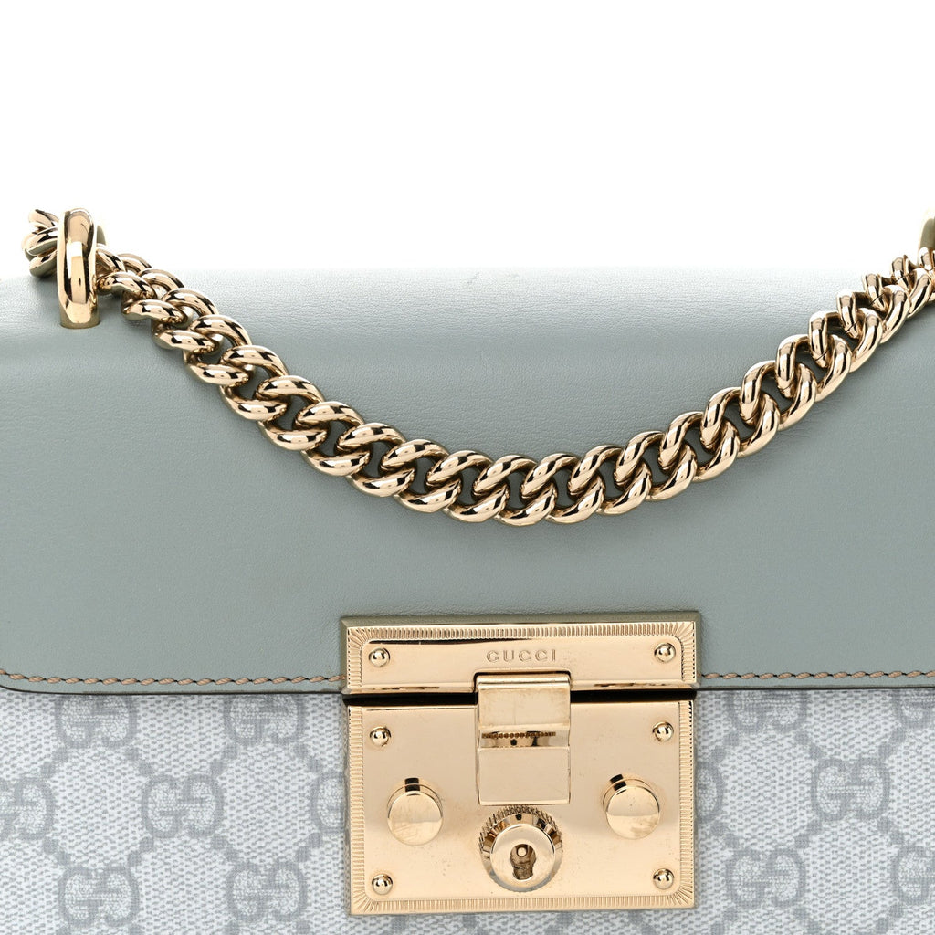 GG Supreme Monogram Calfskin Small Padlock Shoulder Bag Light Blue