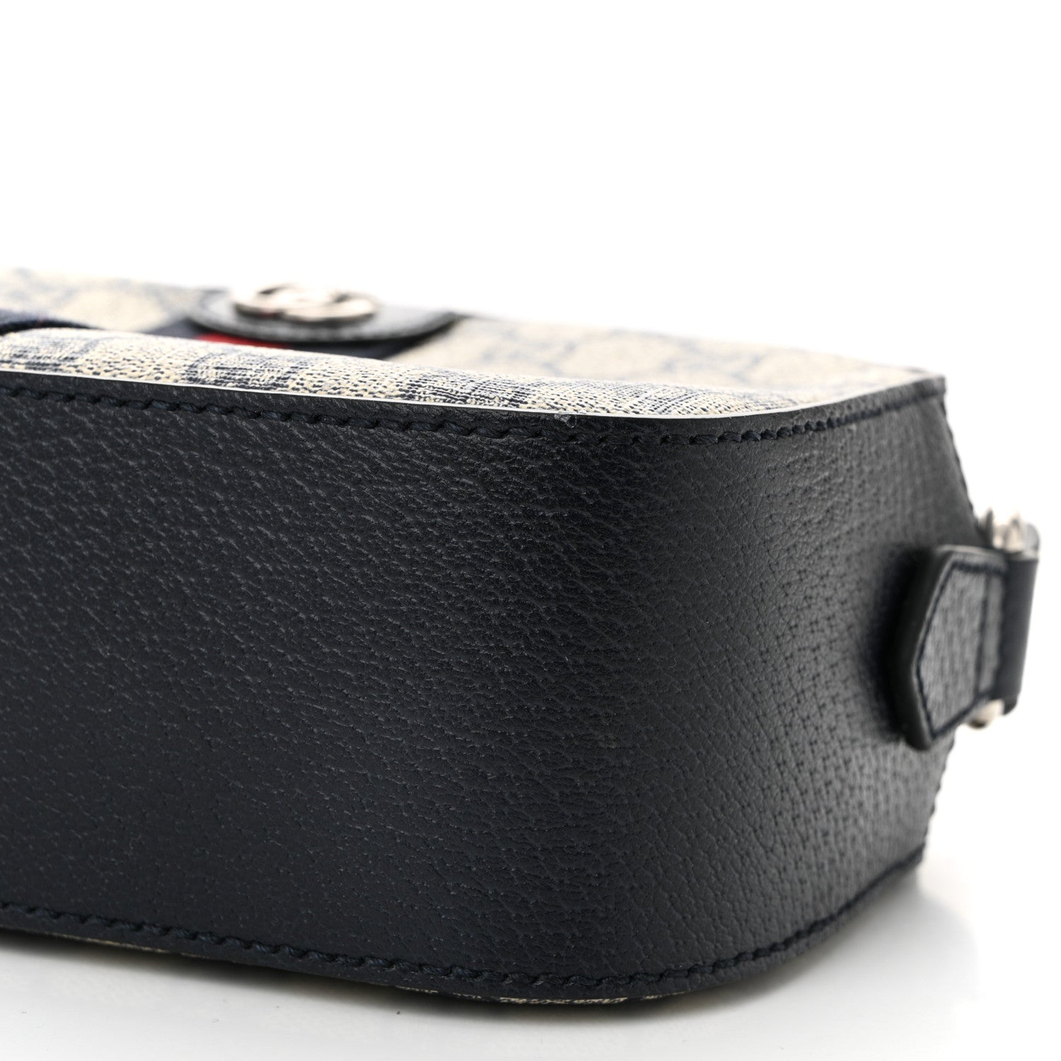 GG Supreme Monogram Textured Dollar Calfskin Web Small Ophidia Camera Bag Beige Blue