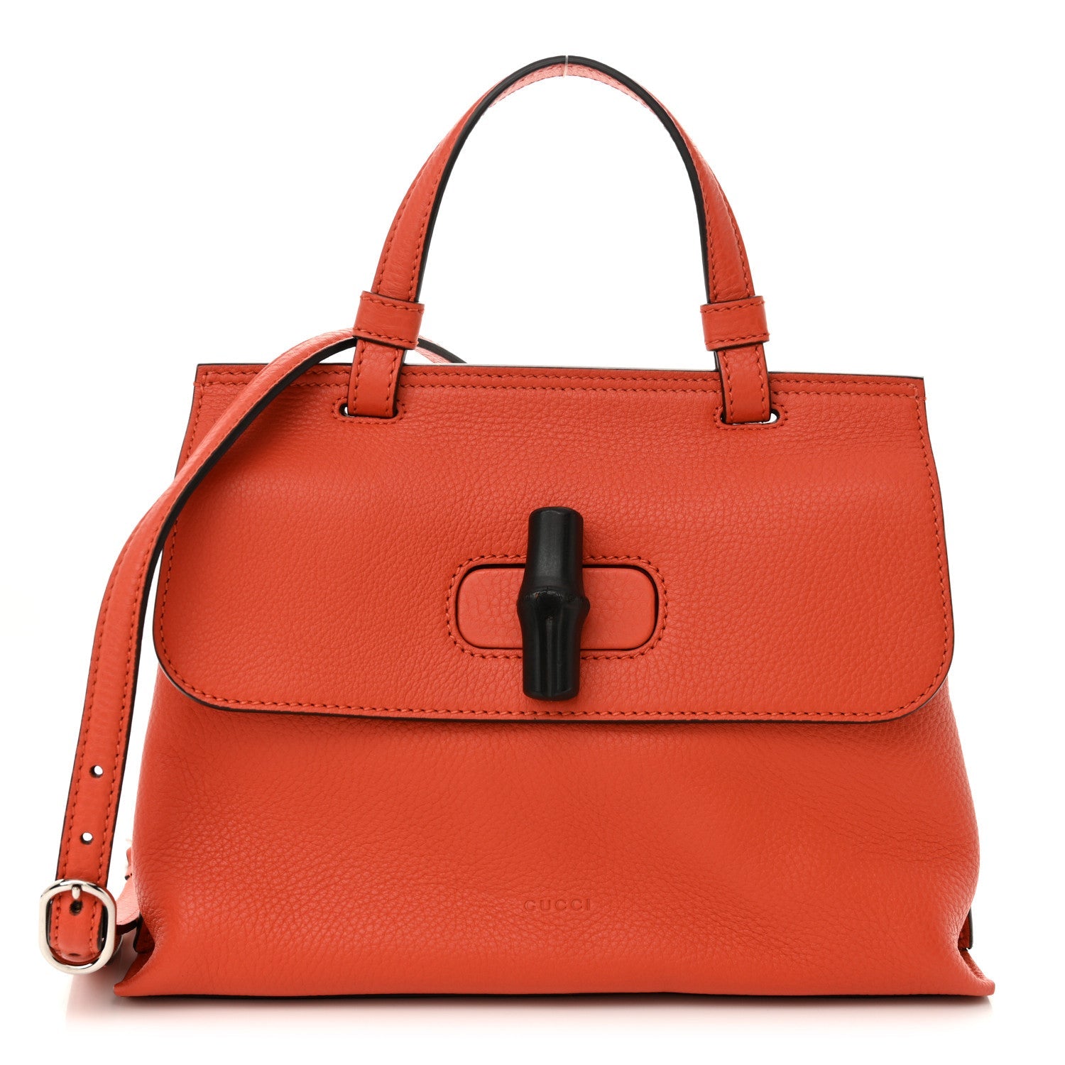 Cellarius Calfskin Small Bamboo Daily Top Handle Bag New Dark Orange