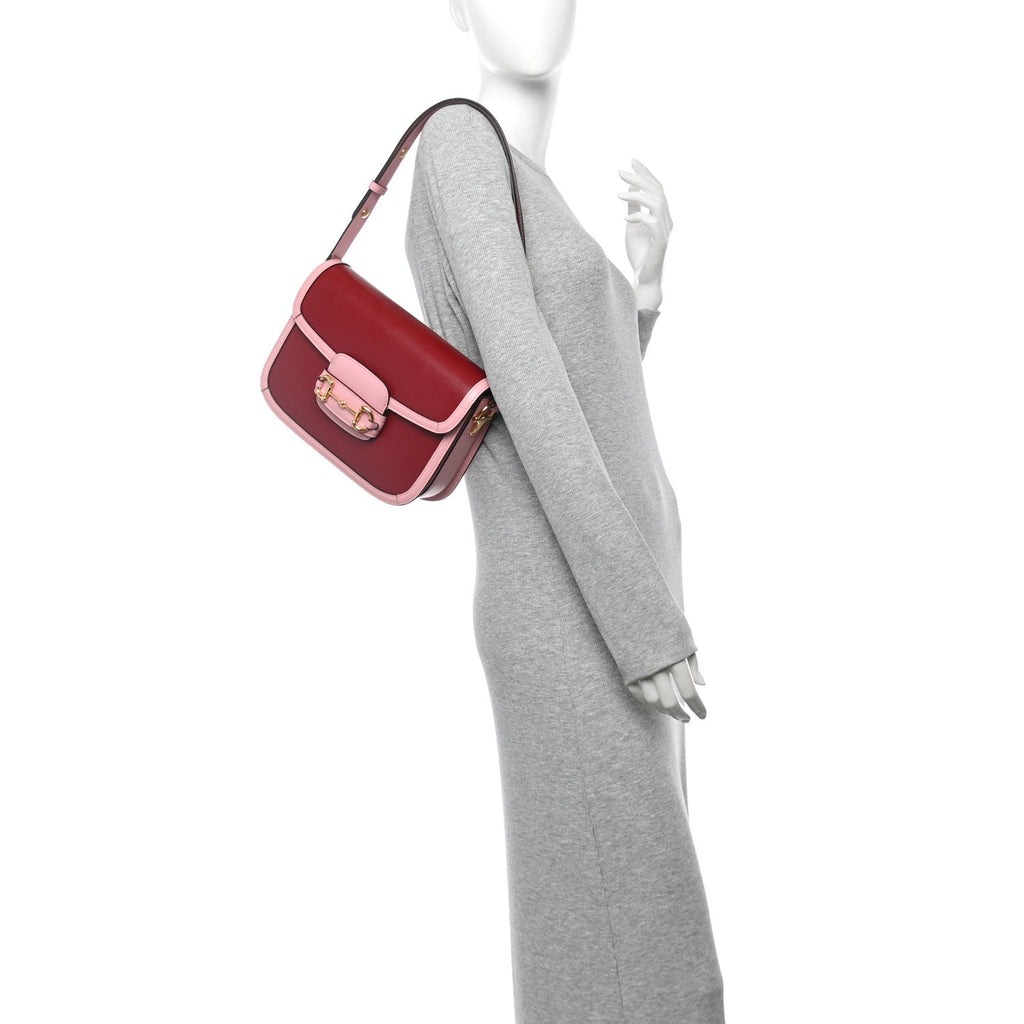 Azalea Calfskin Horsebit 1955 Shoulder Bag New Cherry Red Wild Rose