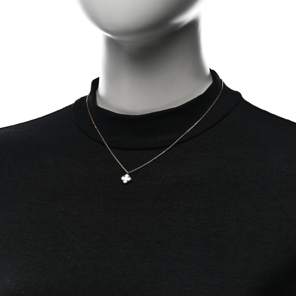 18K Yellow Gold Mother of Pearl Sweet Alhambra Pendant Necklace