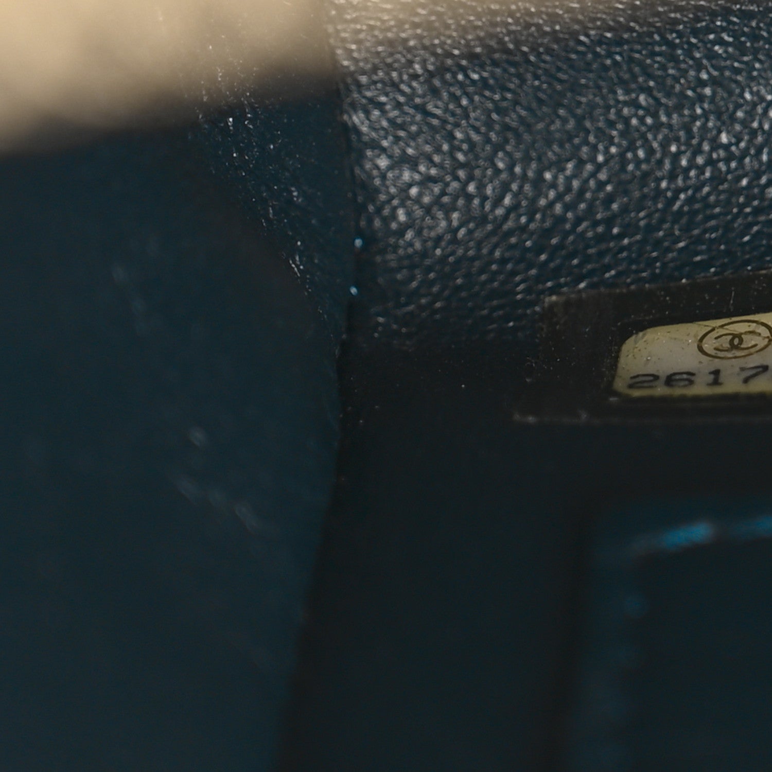 Calfskin Chevron Quilted Medal Flap Blue