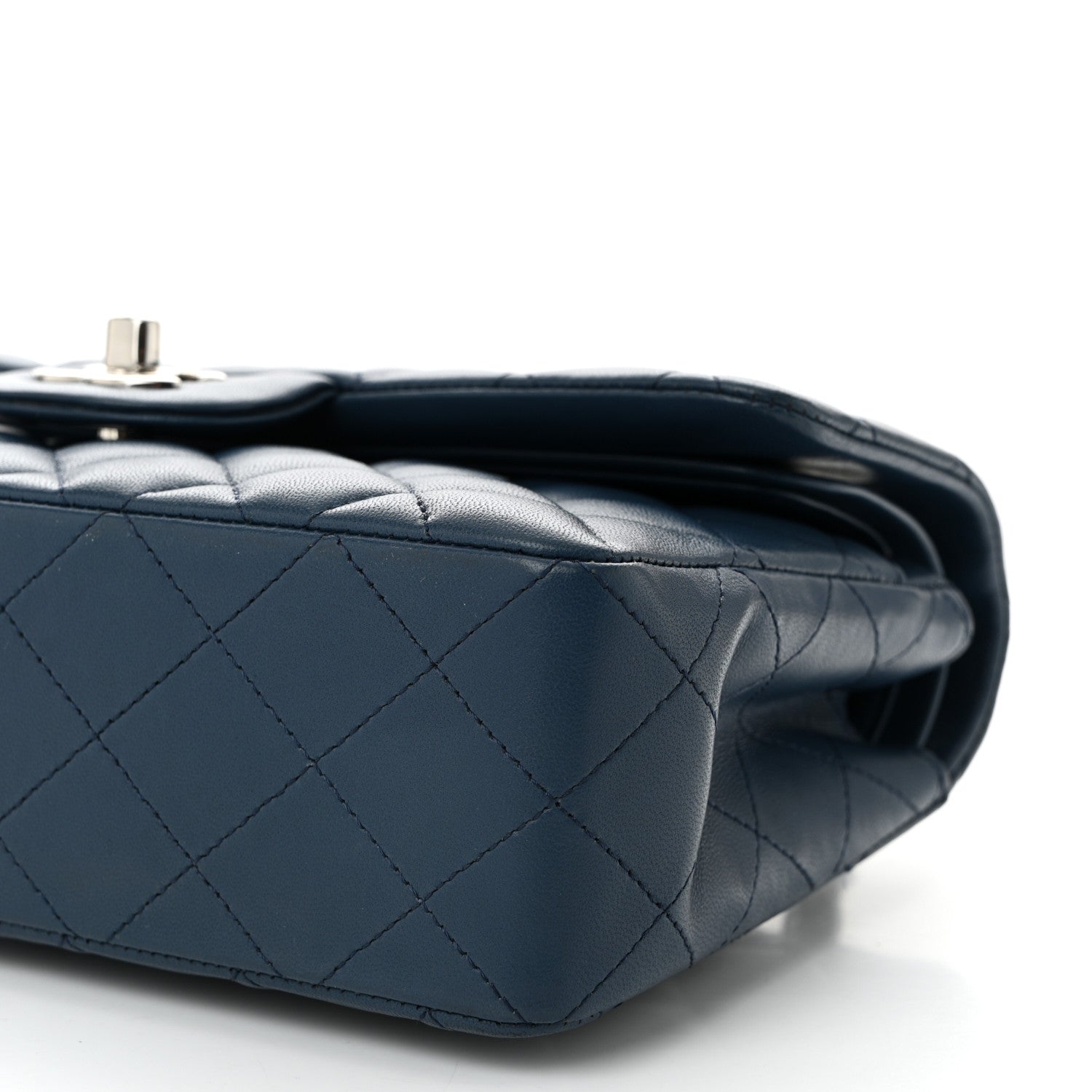 Lambskin Quilted Small Double Flap Navy