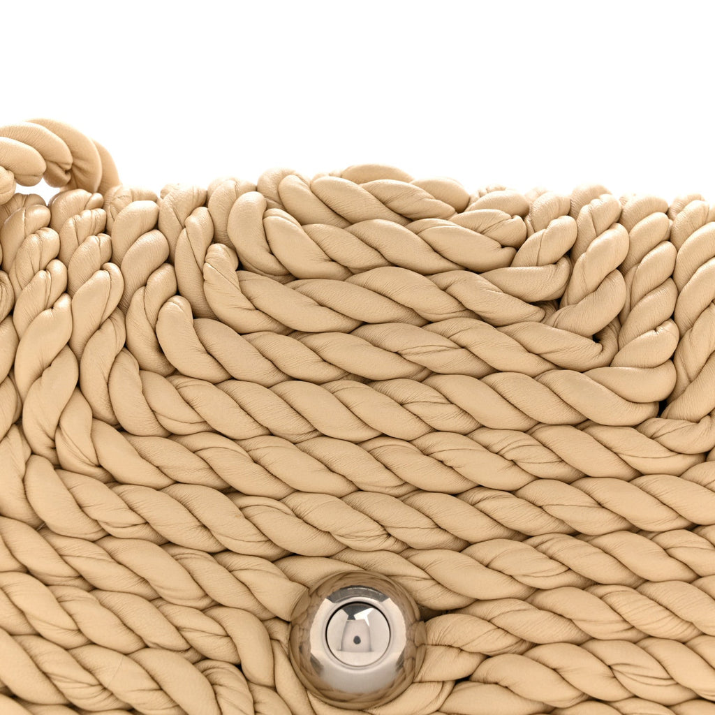 Lambskin Torchon Tasseled Twisted Shoulder Bag Porridge