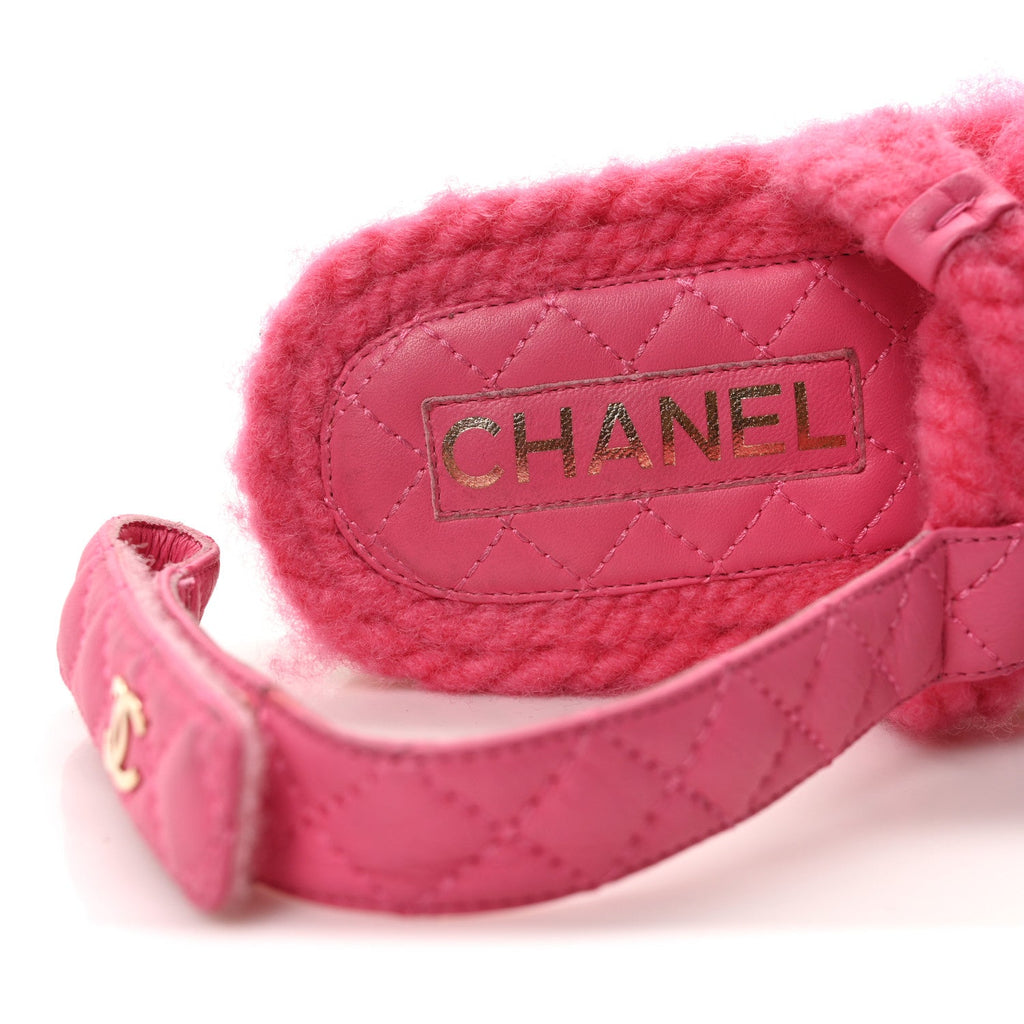 Cord Lambskin Quilted Logo Sandals 37 Pink