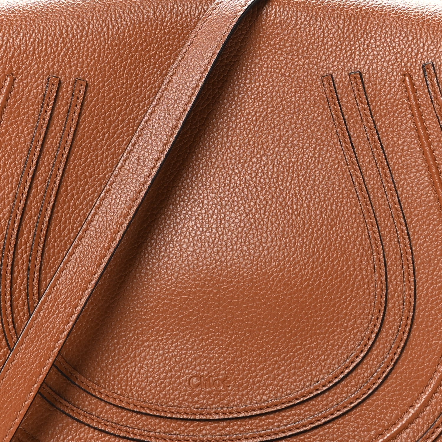 Grained Calfskin Medium Marcie Saddle Bag Tan