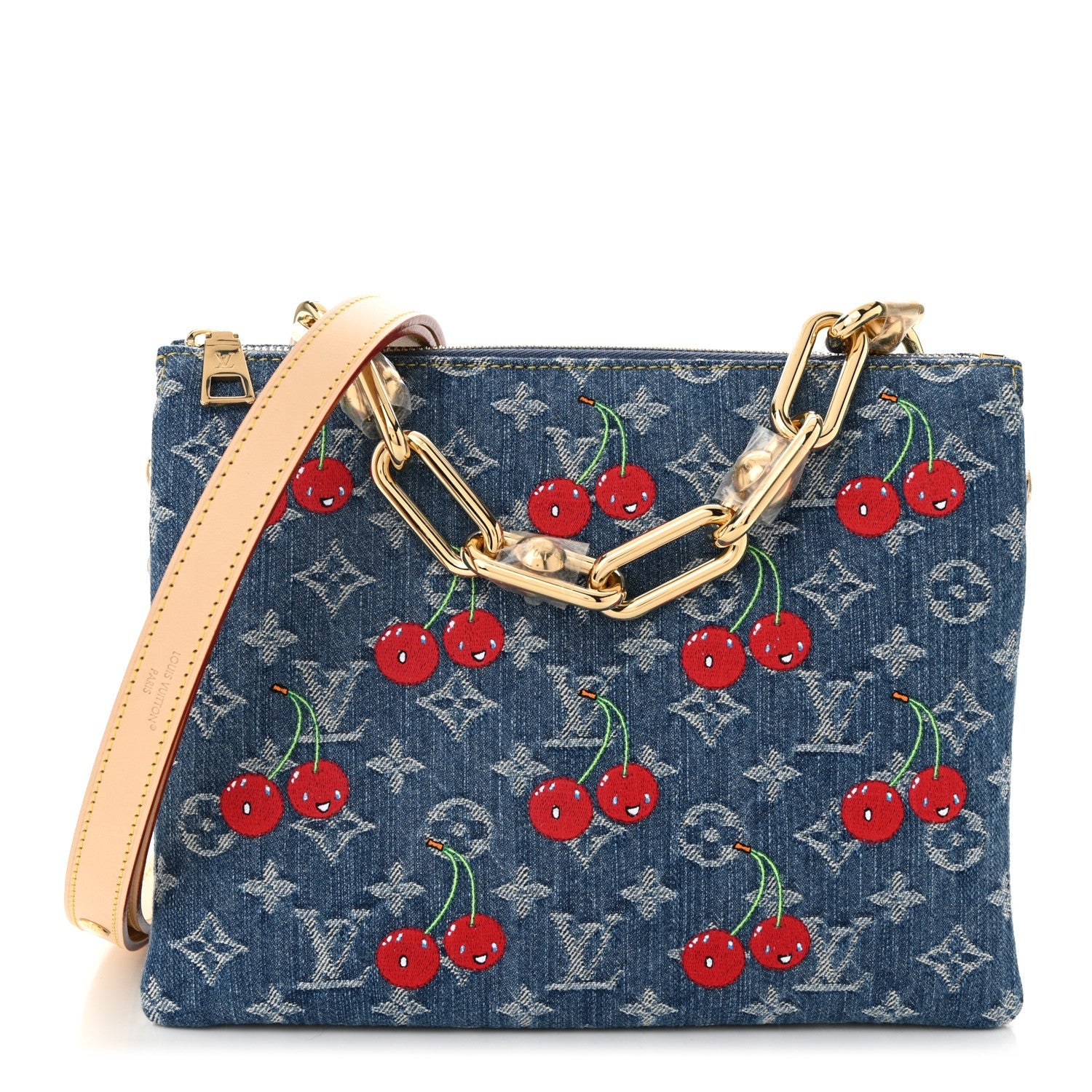 LV X TM Monogram Denim Cerises Coussin PM Blue