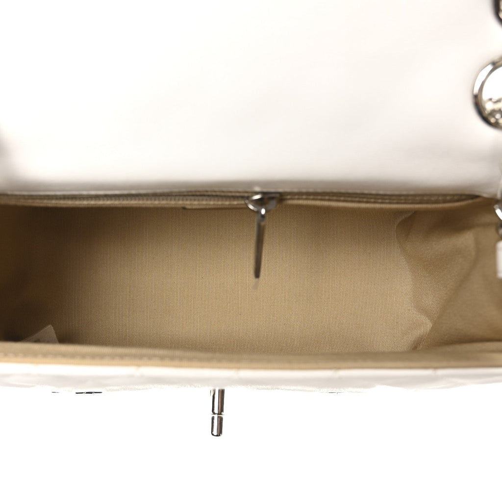 Lambskin Quilted Cockpit Flap Bag White