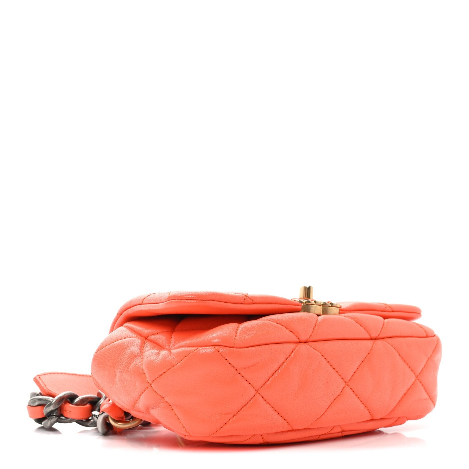 Goatskin Quilted Chanel 19 Waist Bag Orange