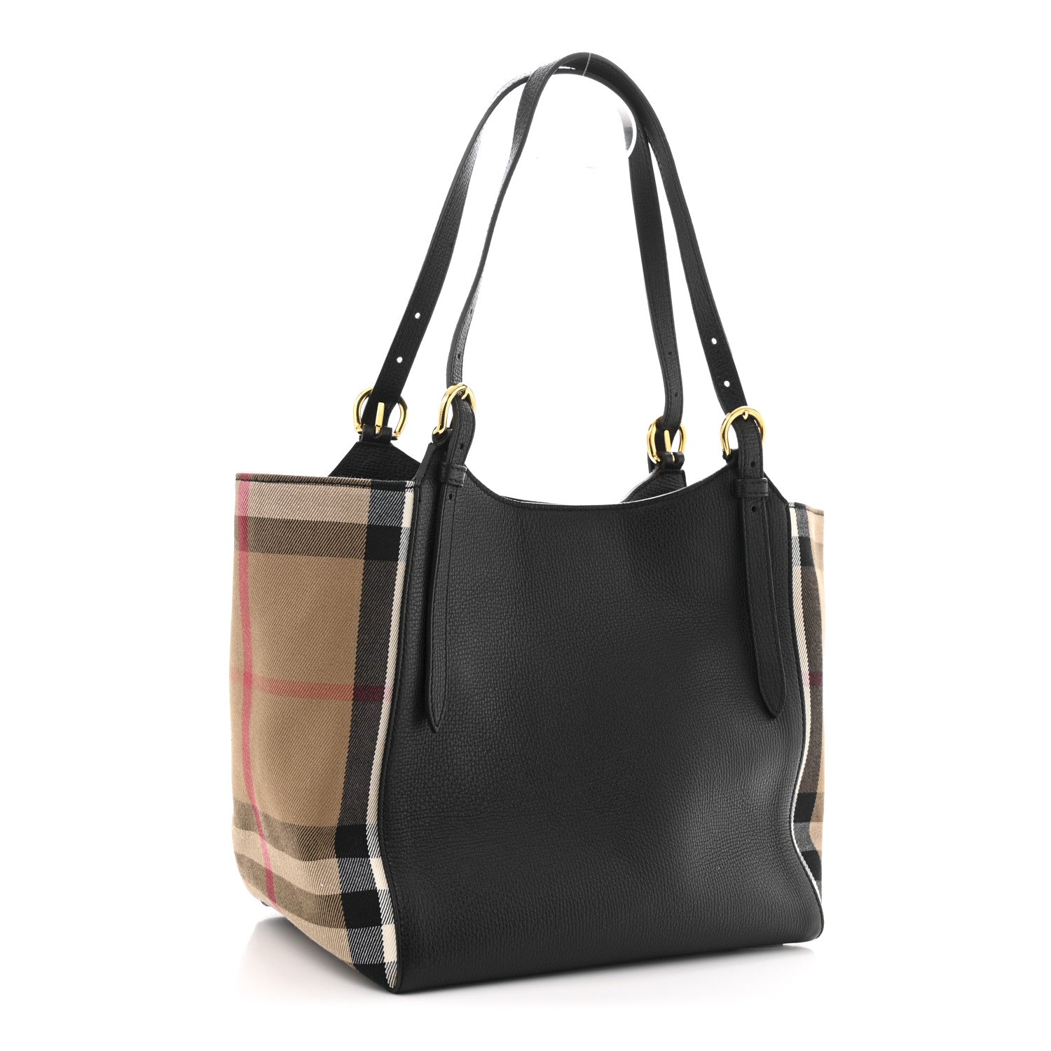 Grainy Calfskin House Check Small Canterbury Black