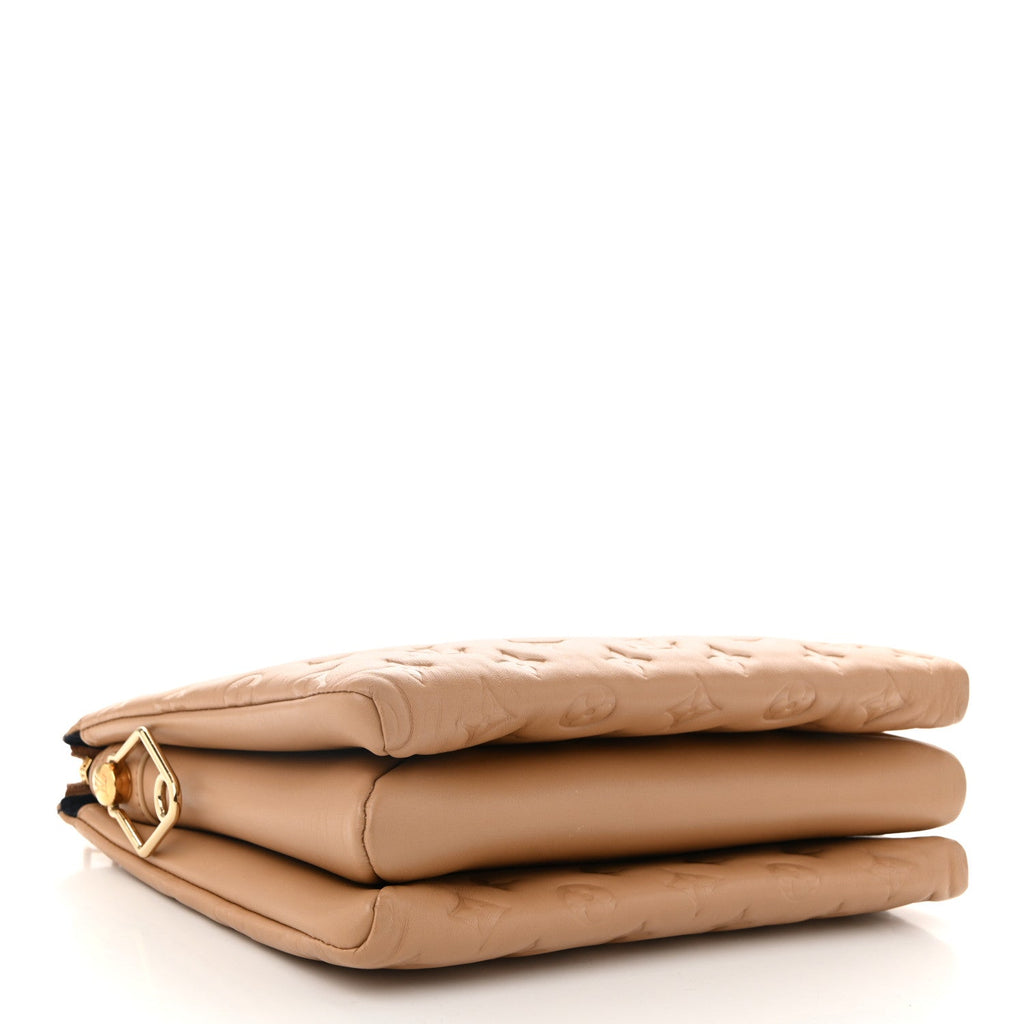 Lambskin Embossed Monogram Coussin PM Taupe