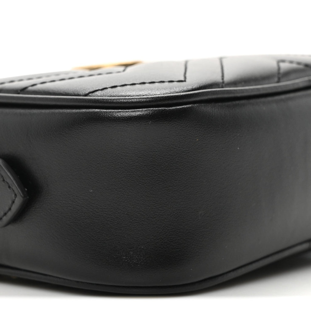 Calfskin Matelasse Mini GG Marmont Chain Shoulder Bag Black