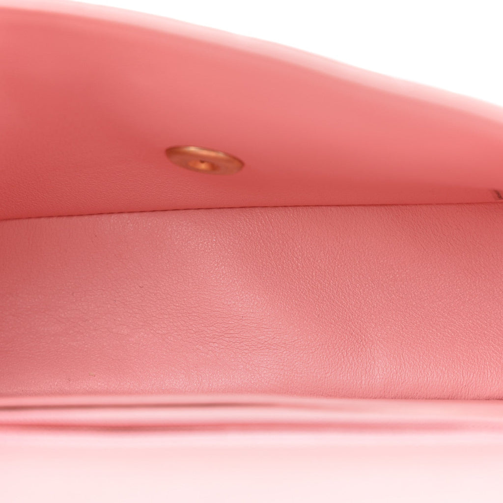 Lambskin Quilted Mini Rectangular Flap Pink