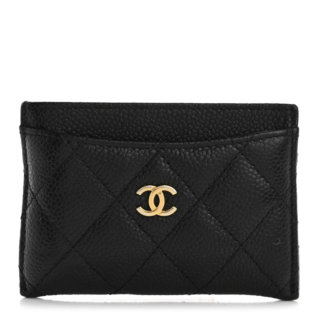 Caviar Quilted Card Holder Black