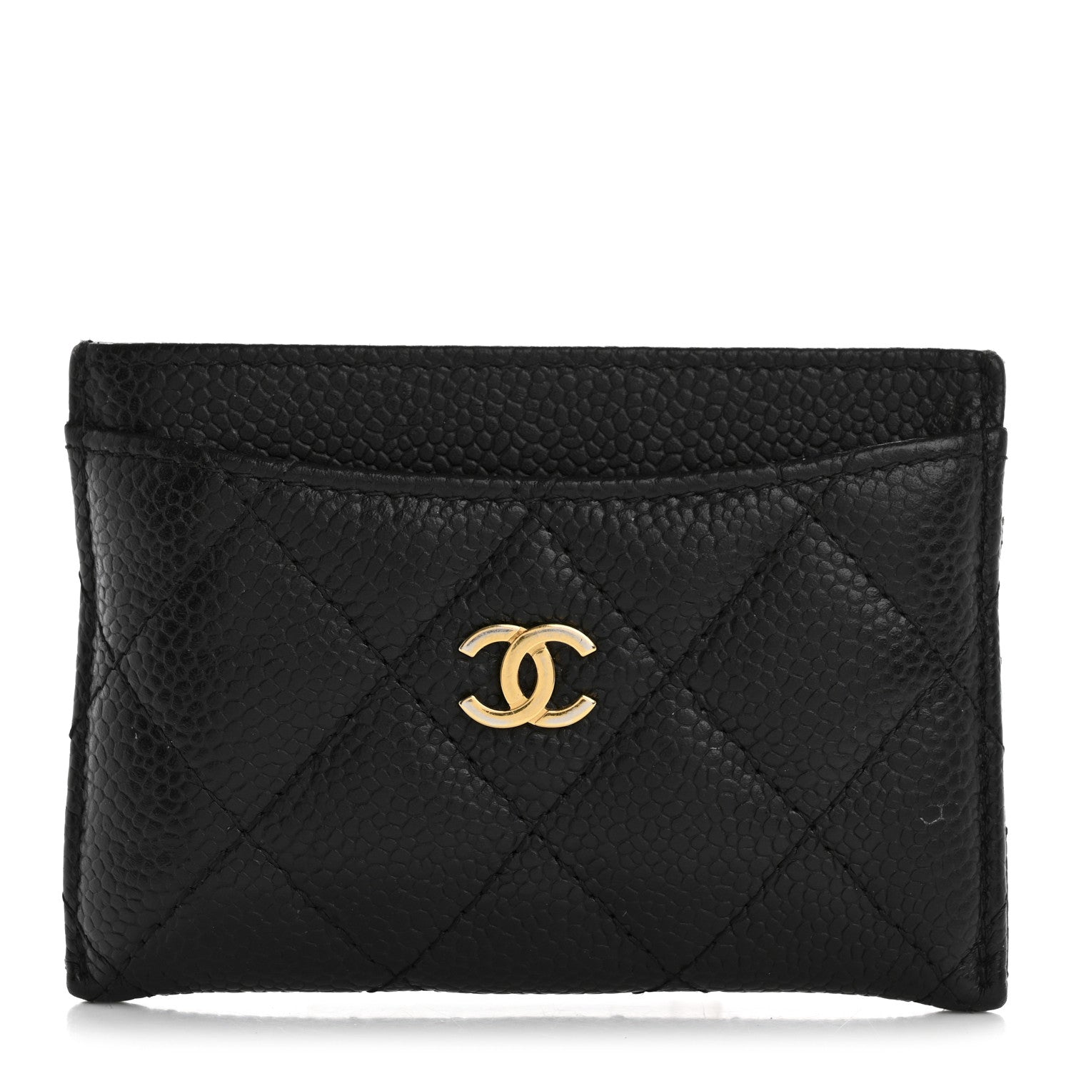 Caviar Quilted Card Holder Black