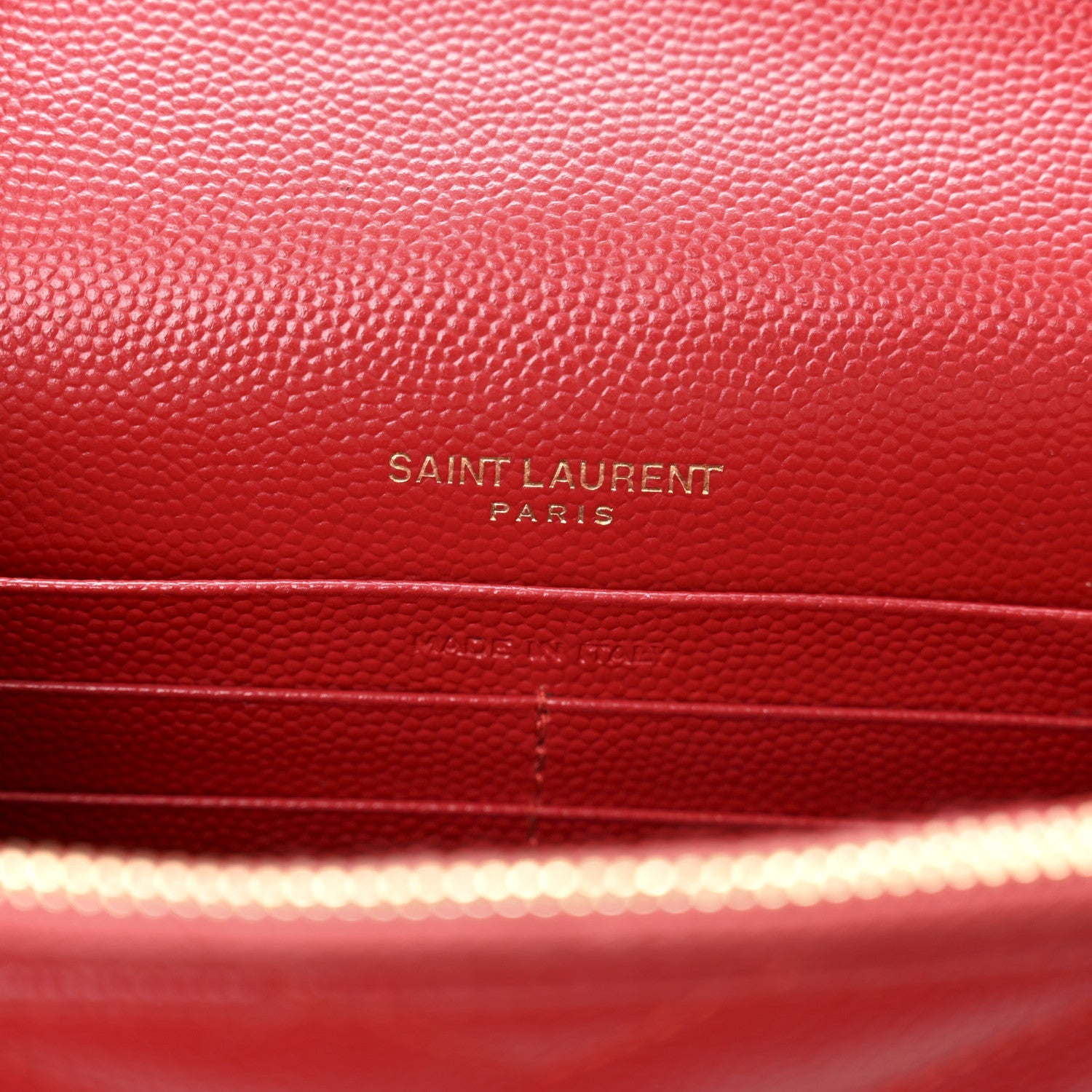 Grain De Poudre Matelasse Chevron Monogram Envelope Chain Wallet New Red