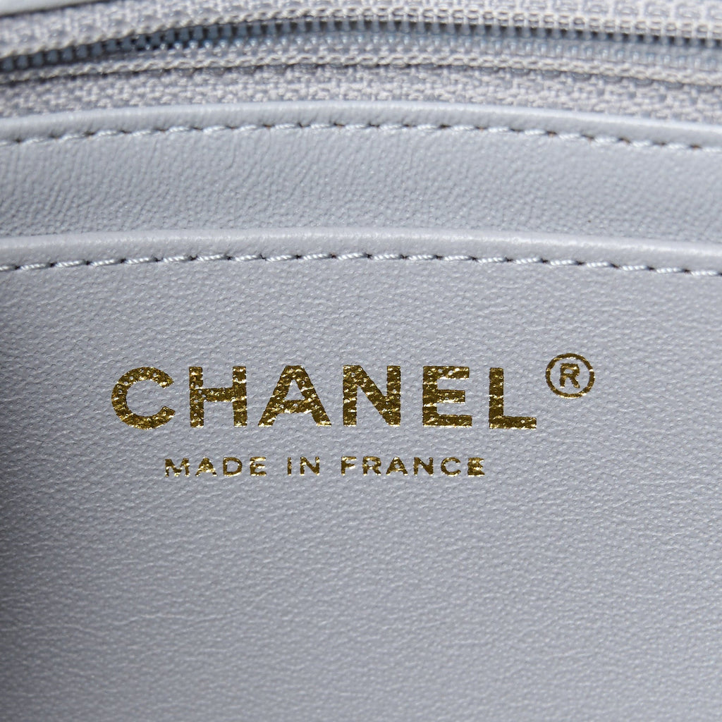 Lambskin Chevron Quilted Mini Rectangular Flap Grey