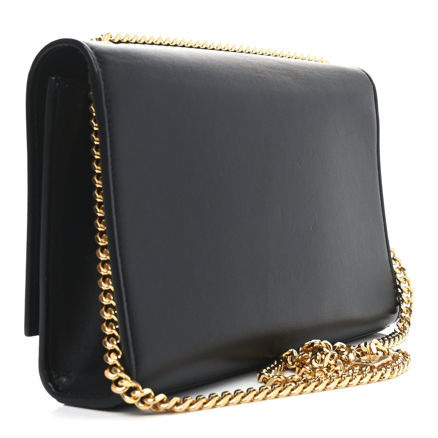 Calfskin Crystal Medium Monogram Kate Satchel Black