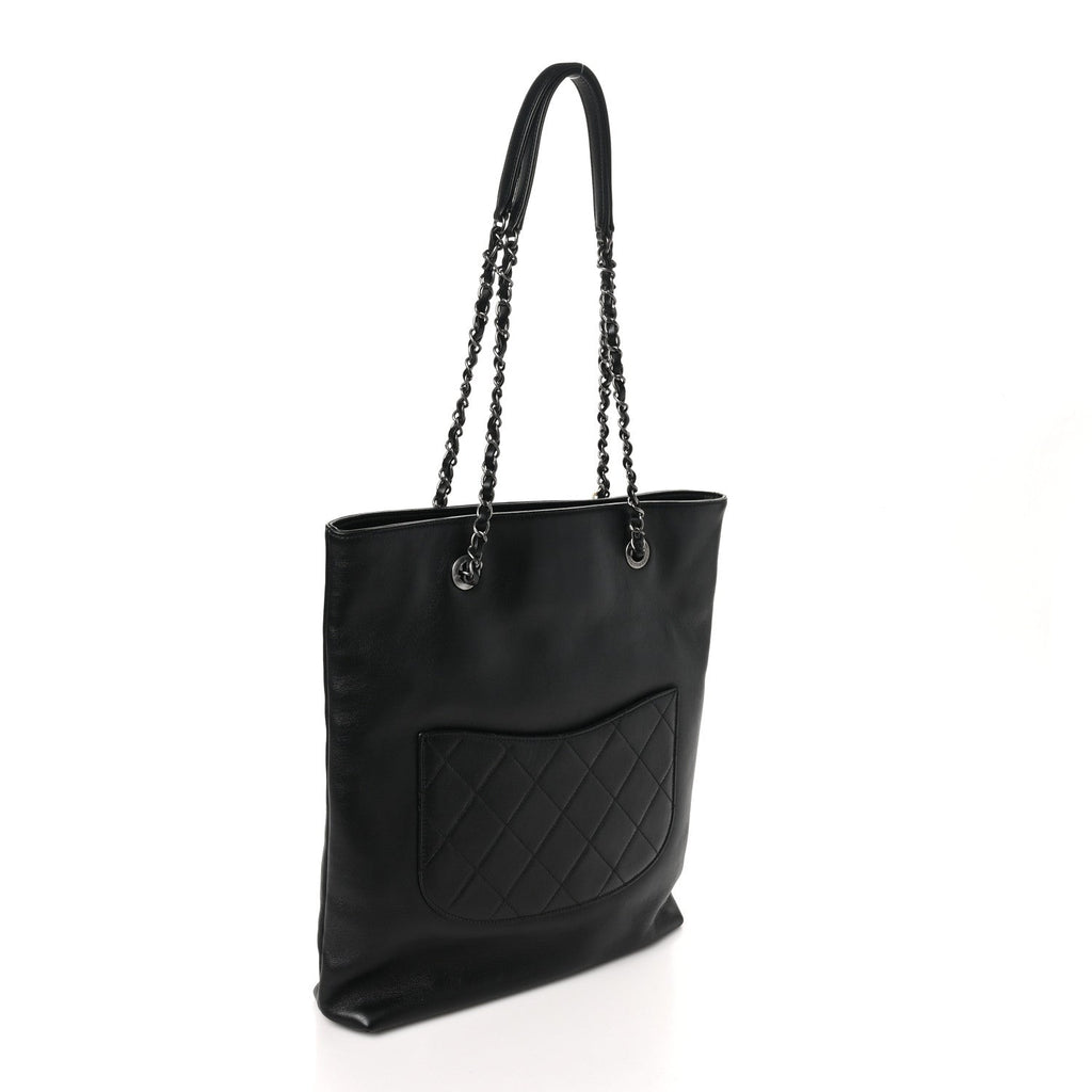 Calfskin Chain 20s Signature Tote Black