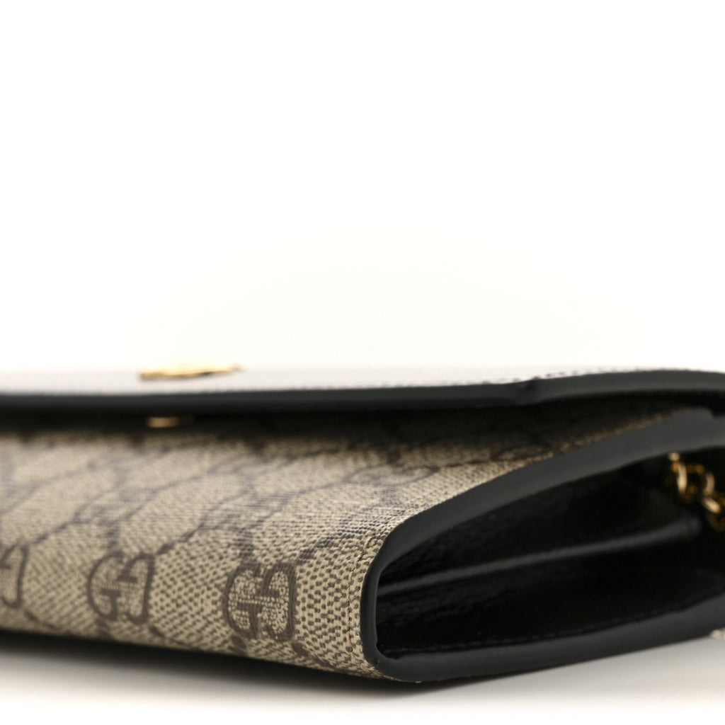 Dollar Calfskin GG Supreme Monogram Petite GG Marmont Wallet Chain Bag Black Beige Ebony