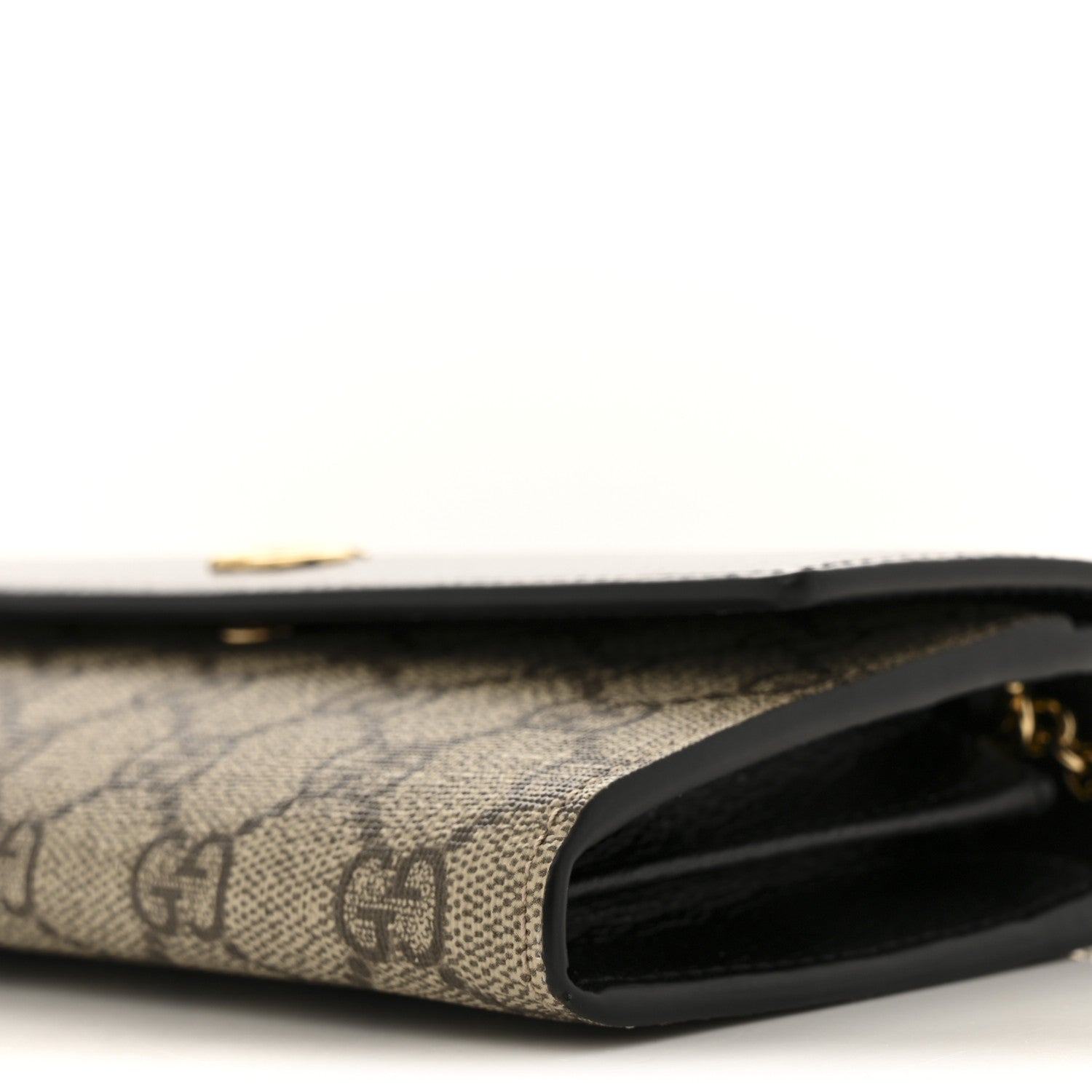 Dollar Calfskin GG Supreme Monogram Petite GG Marmont Wallet Chain Bag Black Beige Ebony