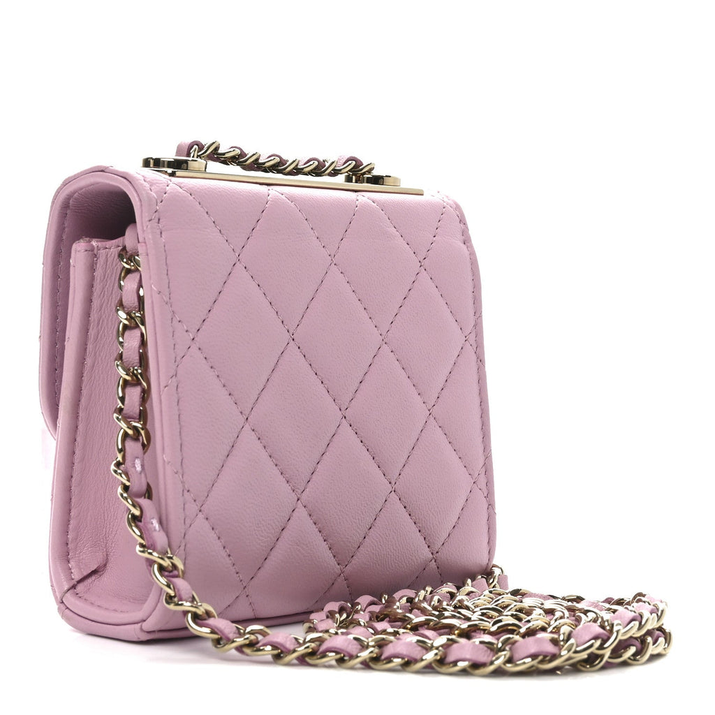 Lambskin Quilted Mini Trendy CC Clutch With Chain Pink