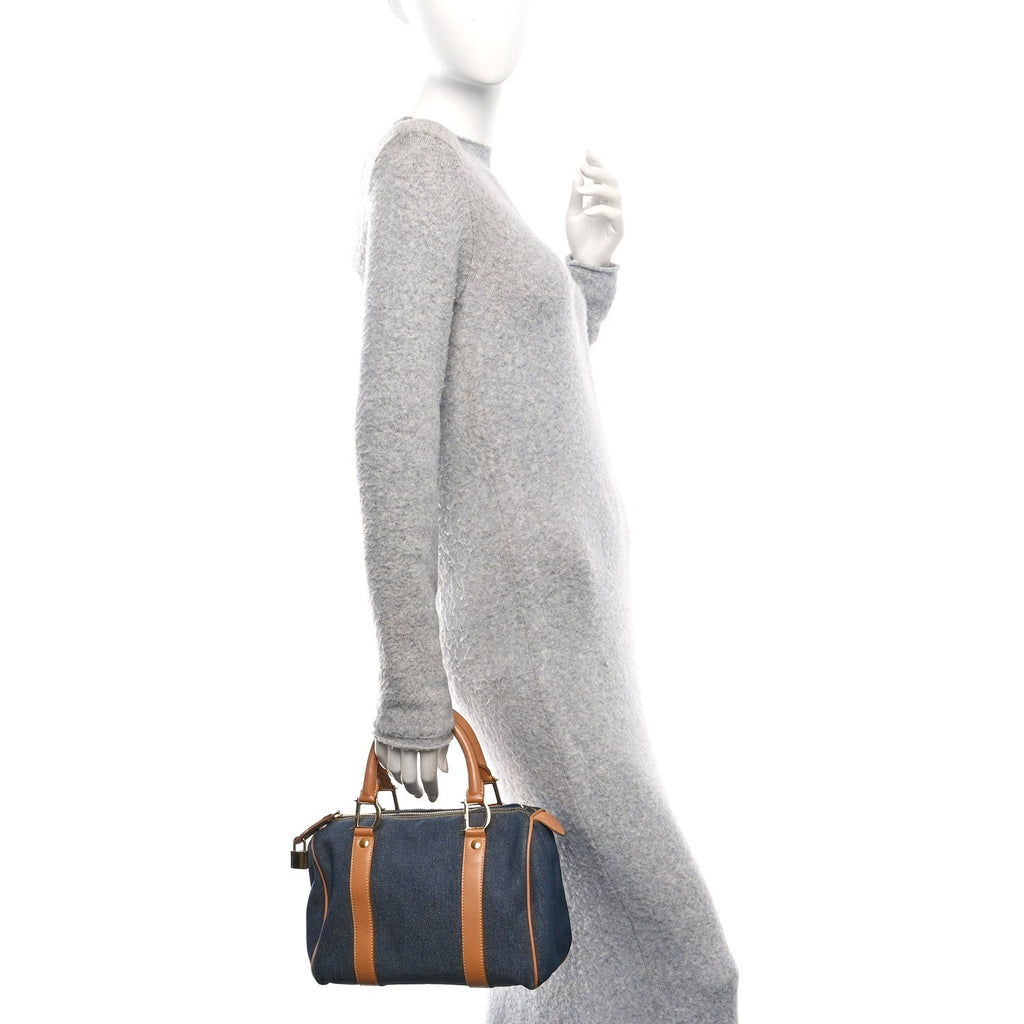 Denim Calfskin Boston Bag Blue