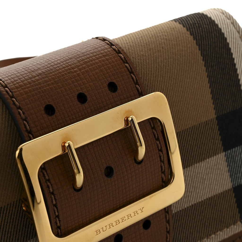 House Check Bridle Calfskin Small Madison Buckle Bag Tan