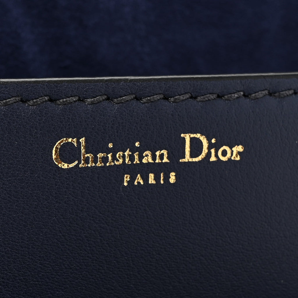 Calfskin Mini J'Adior Chain Flap Bag Navy Blue