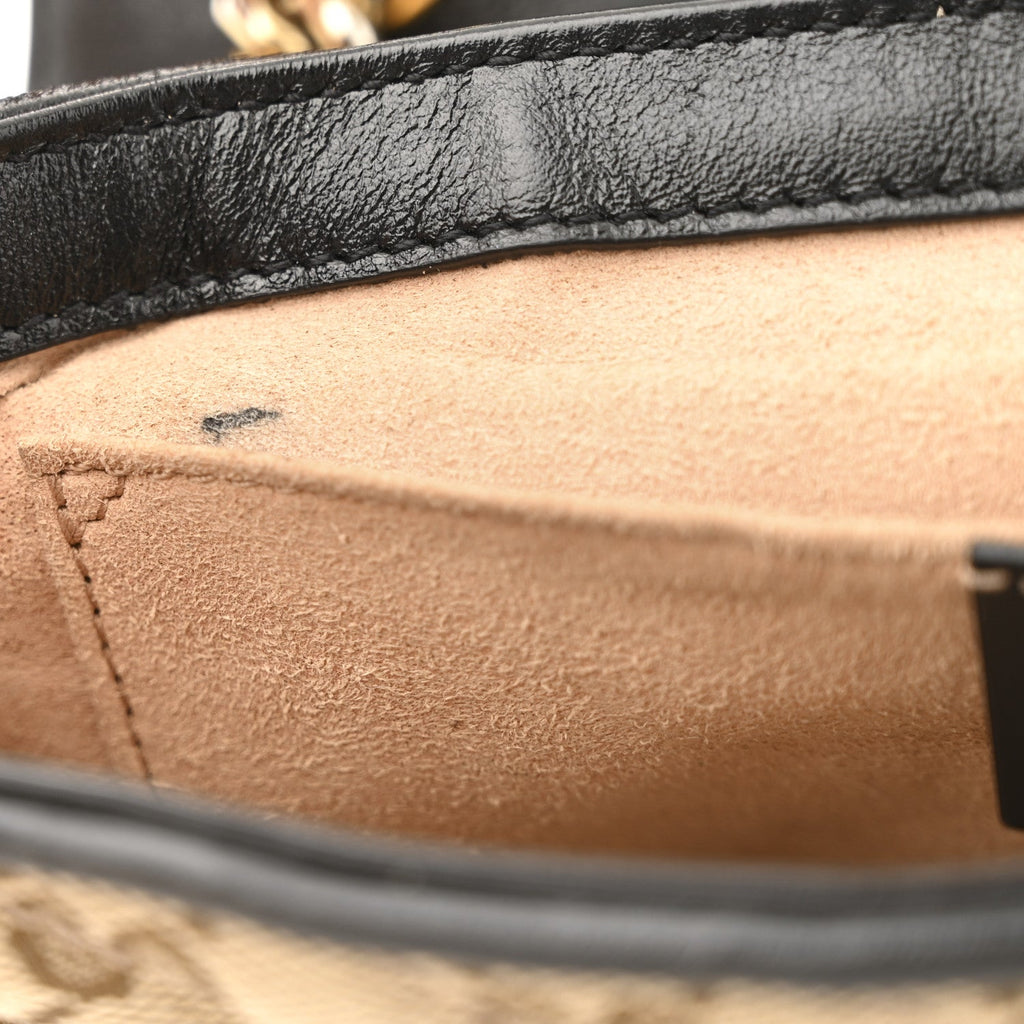 Monogram Matelasse Diagonal Small GG Marmont Shoulder Bag Beige Black