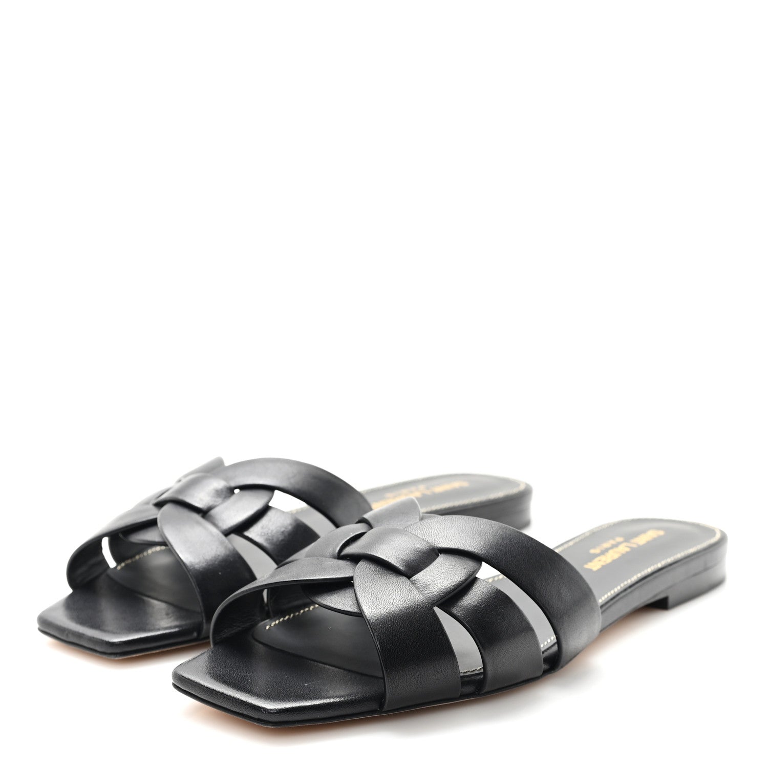 Calfskin Tribute 05 Slide Sandals 36.5 Black