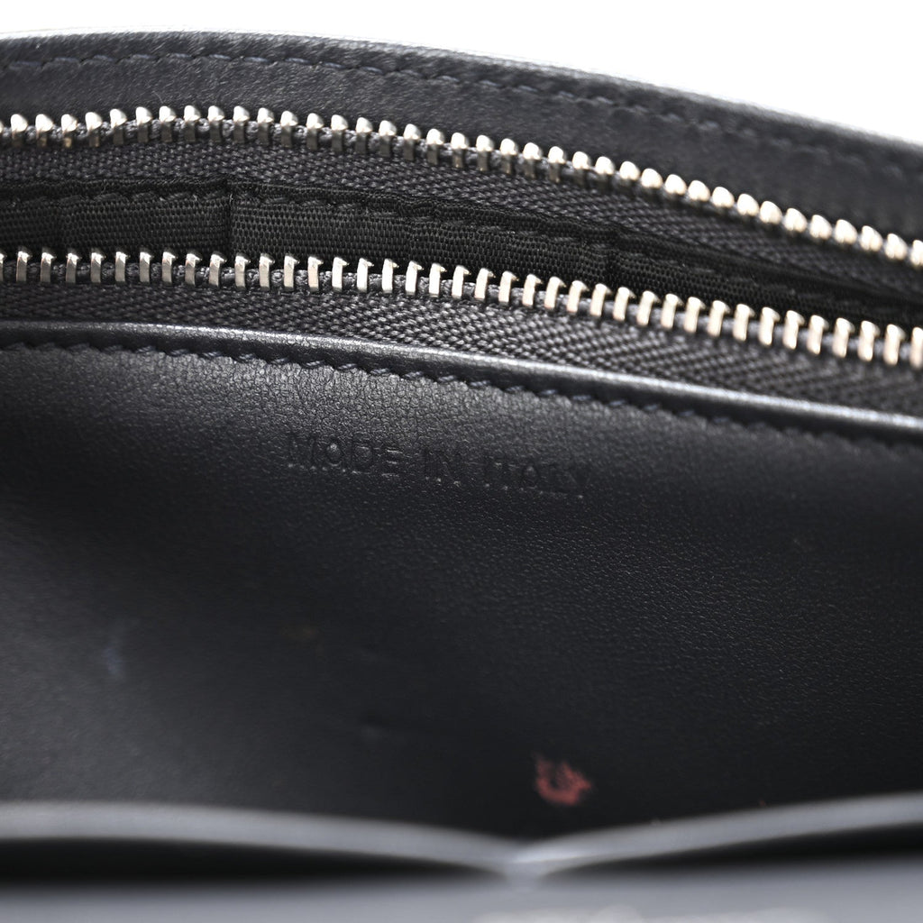 Metallic Patent Micro-Cannage Diorama Wallet on Chain Pouch Silver