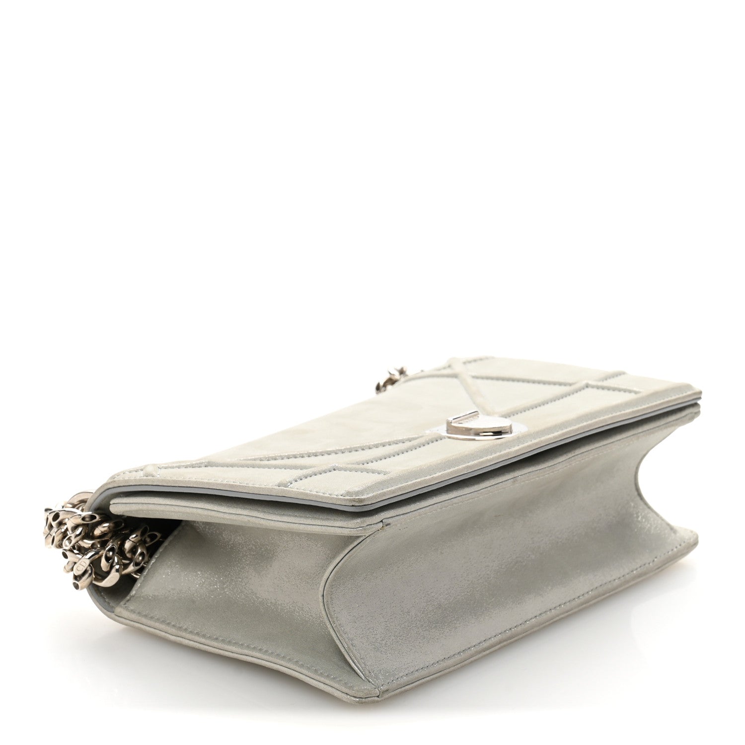 Metallic Calfskin Small Diorama Flap Bag Silver