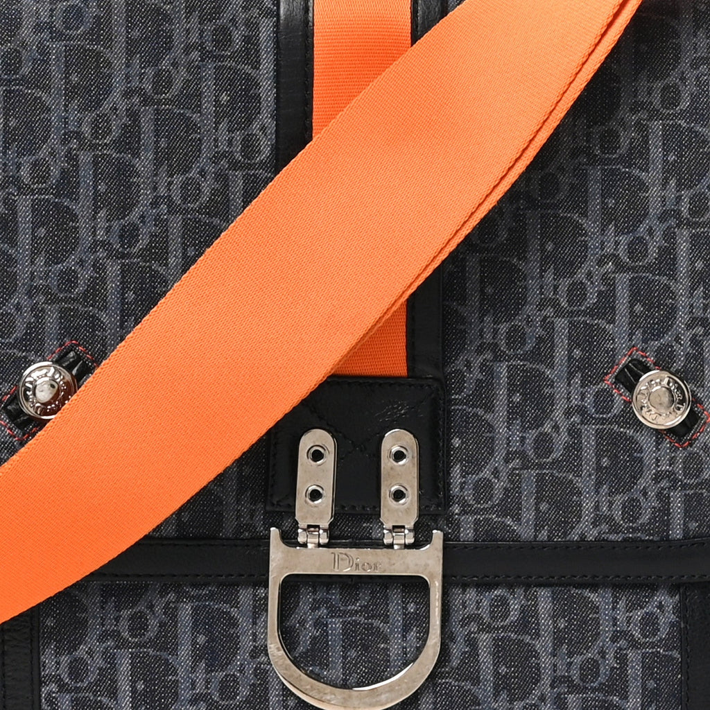 Denim Monogram Flight Messenger Bag Blue