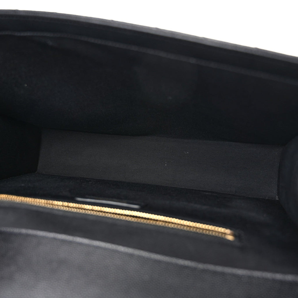 Grain De Poudre Matelasse Chevron Large Monogram Satchel Black