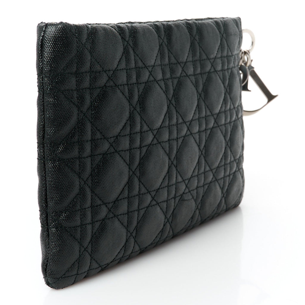 Coated Canvas Cannage Panarea Pouch Black