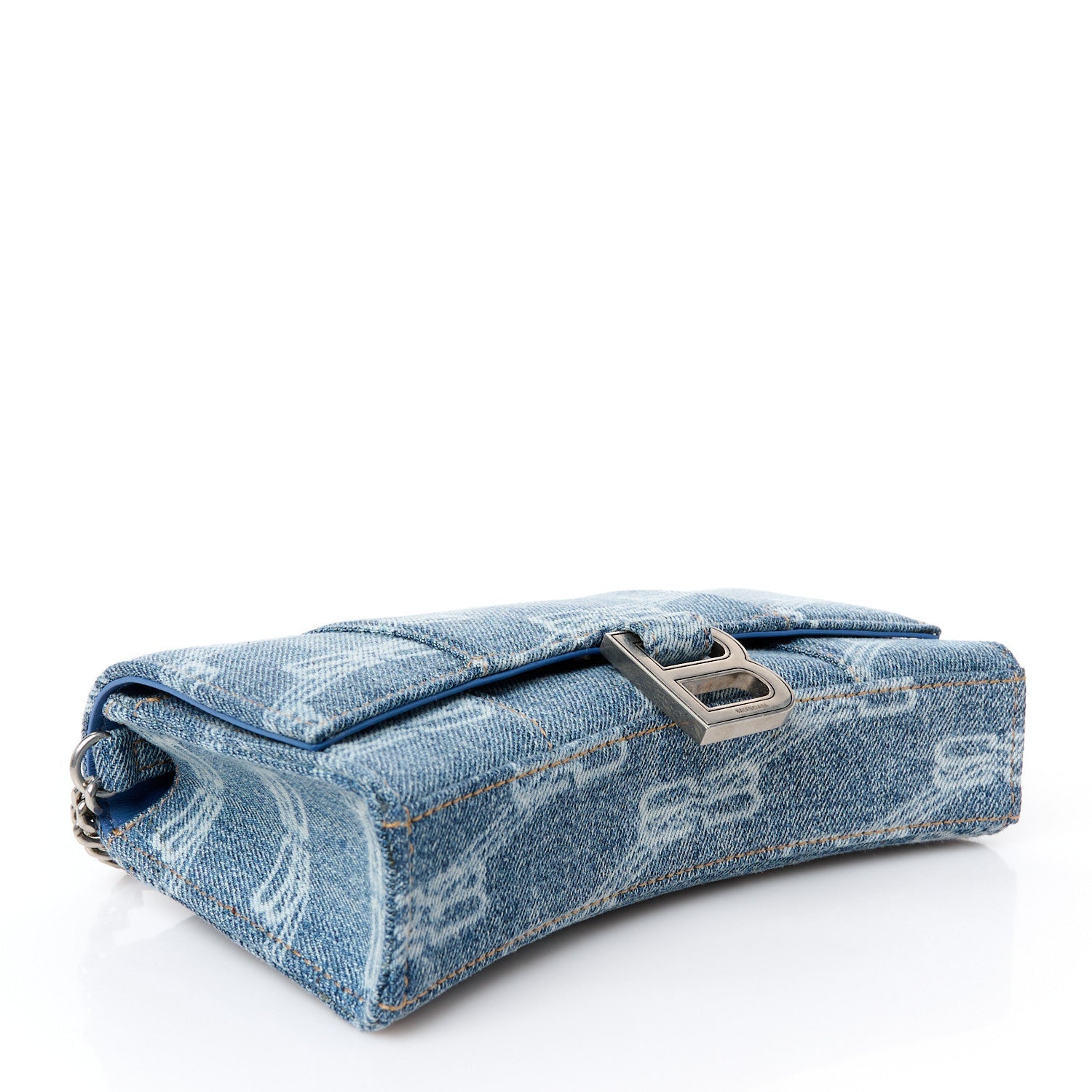 Denim BB Monogram Hourglass Chain Bag Blue