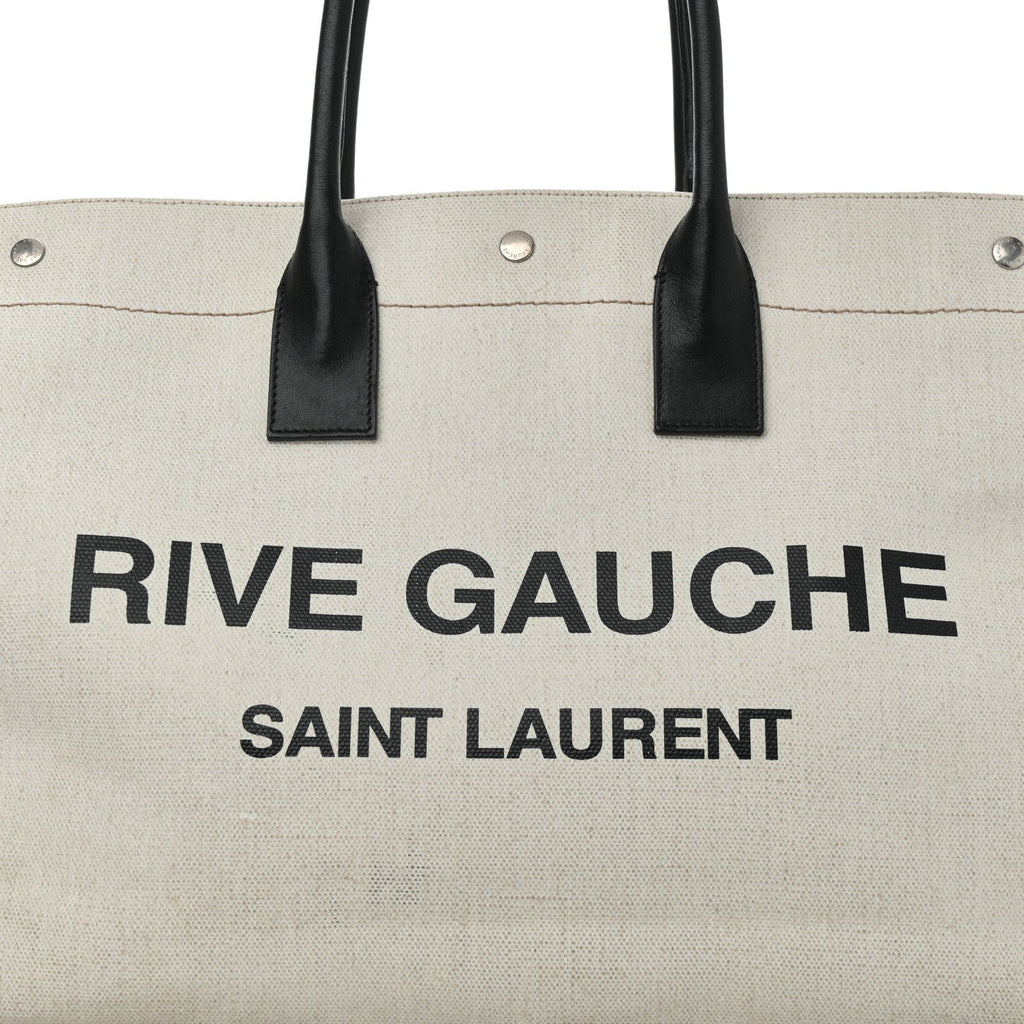 Linen Calfskin Rive Gauche Tote Optic White