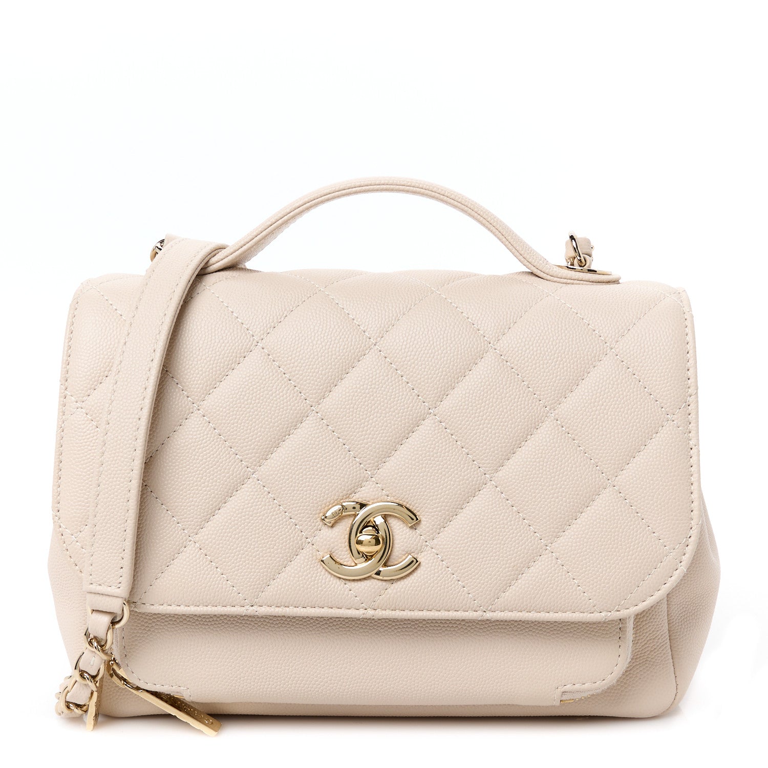 Caviar Quilted Medium Business Affinity Flap Light Beige