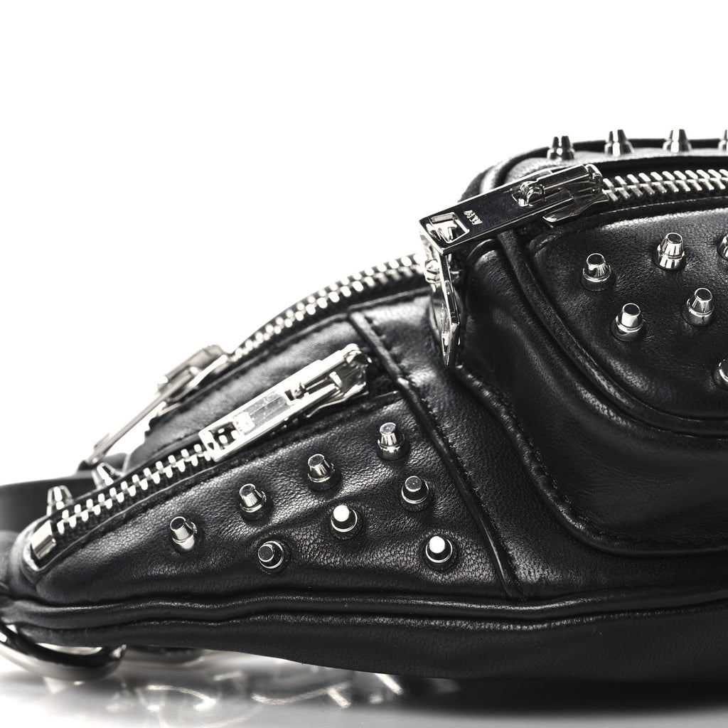Lambskin Studded Mini Attica Belt Bag Black
