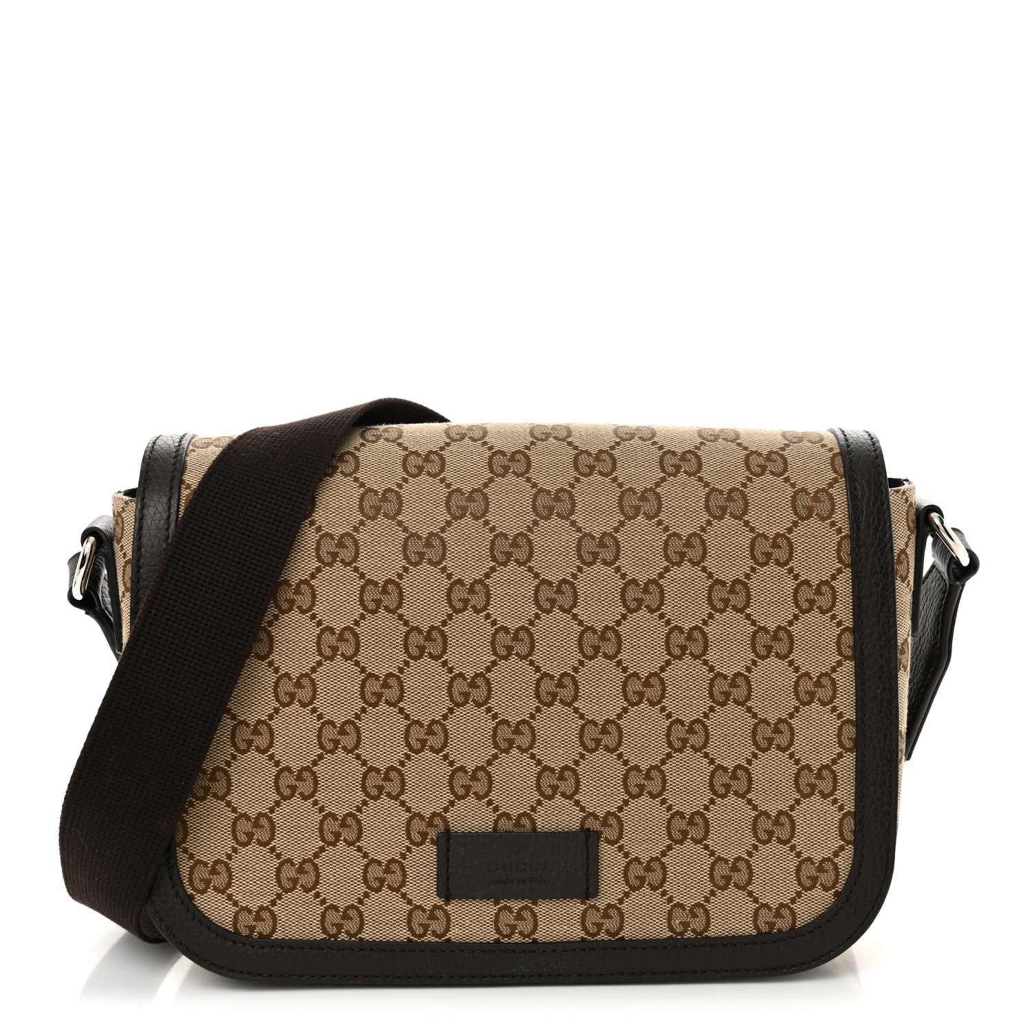 Monogram Flap Messenger Bag Beige Dark Brown