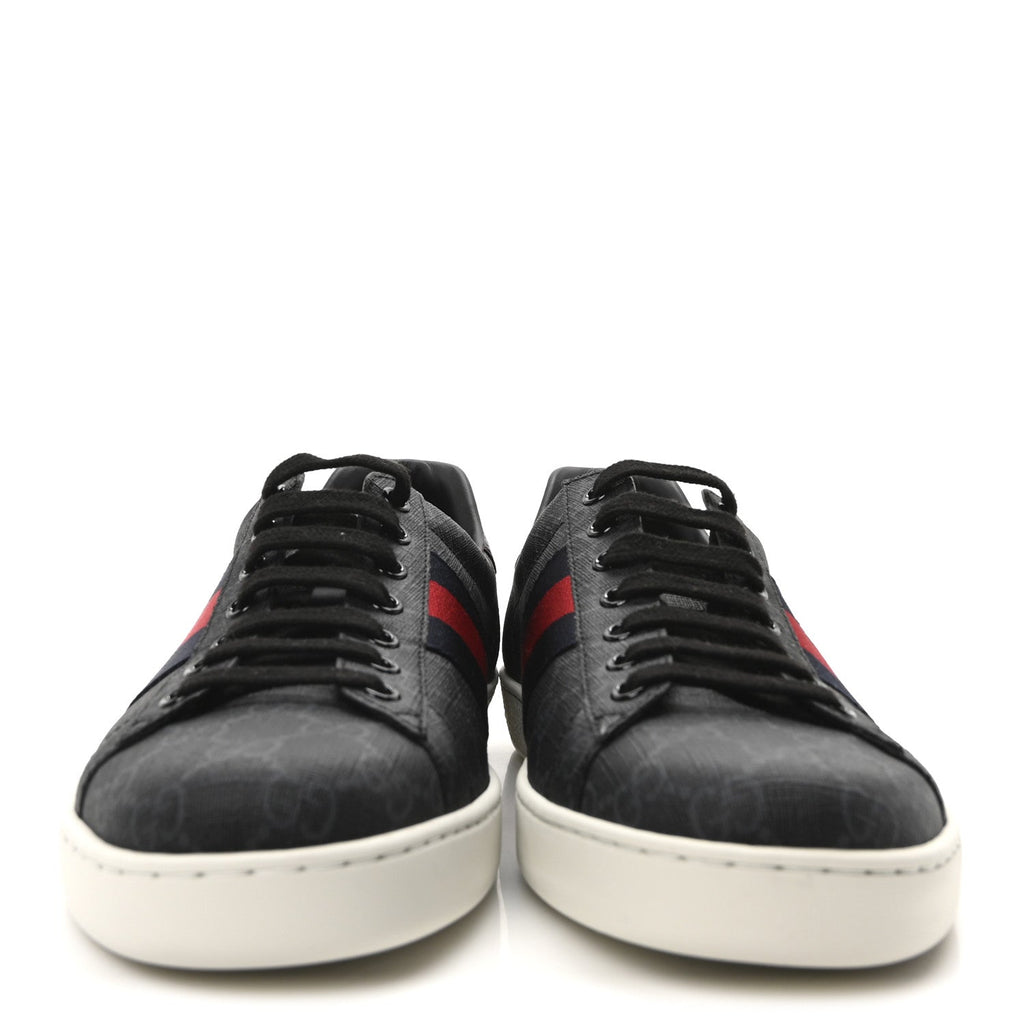 GG Supreme Monogram Ayers Web Mens New Ace Sneakers 8.5 Black