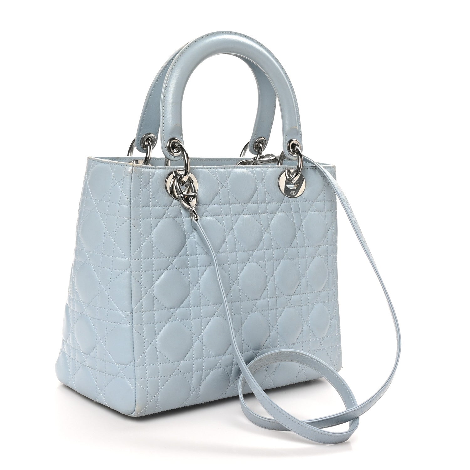 Lambskin Cannage Medium Lady Dior Light Blue