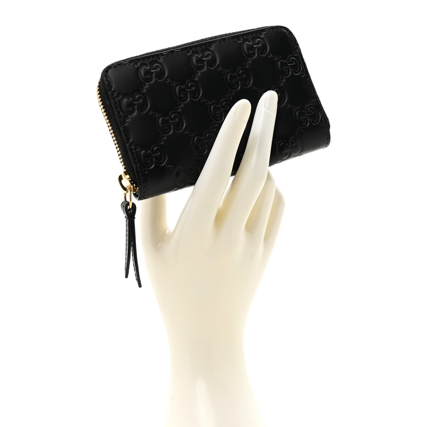 Guccissima Zip Around Card Case Black