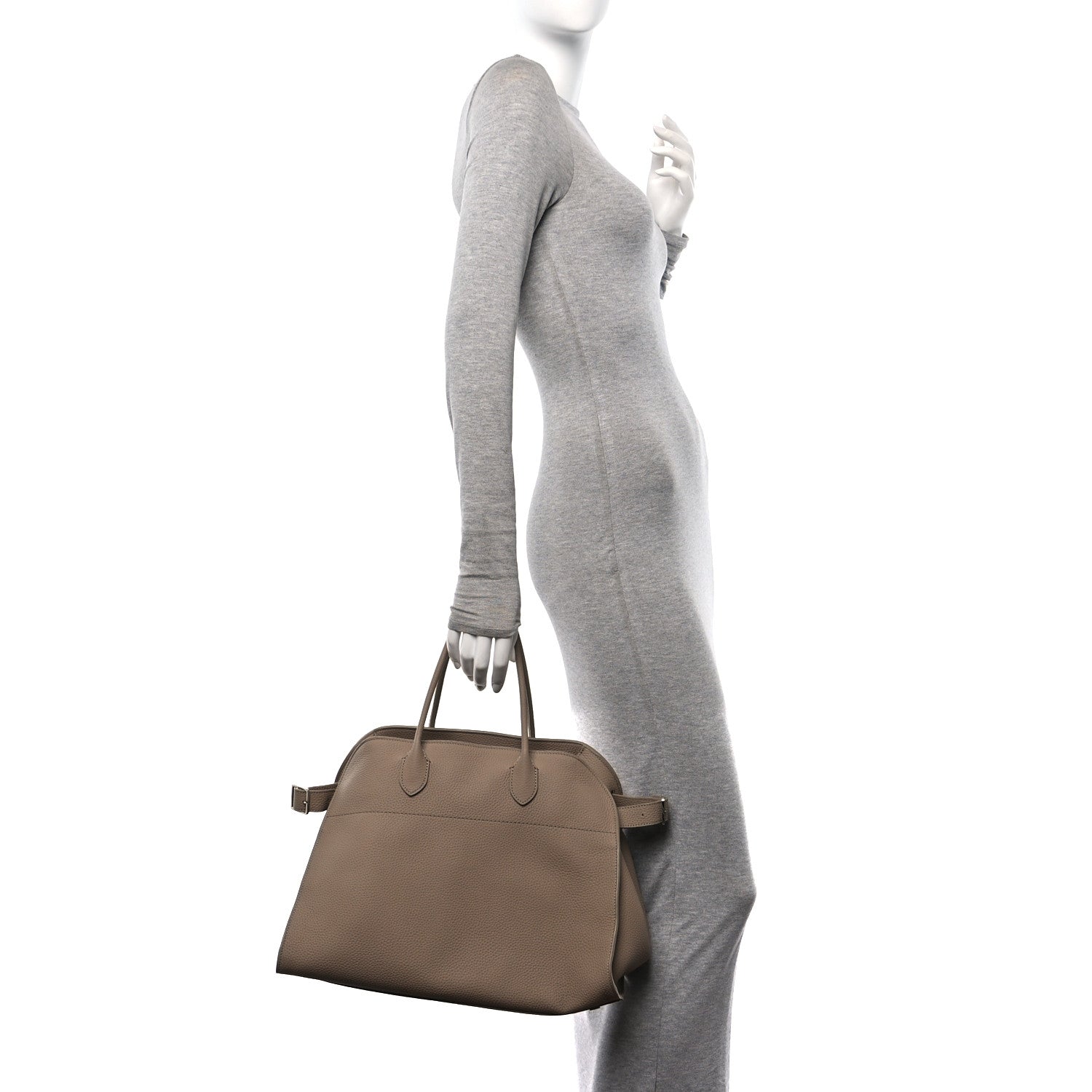 Matte Grained Calfskin Soft Margaux 15 Dark Taupe