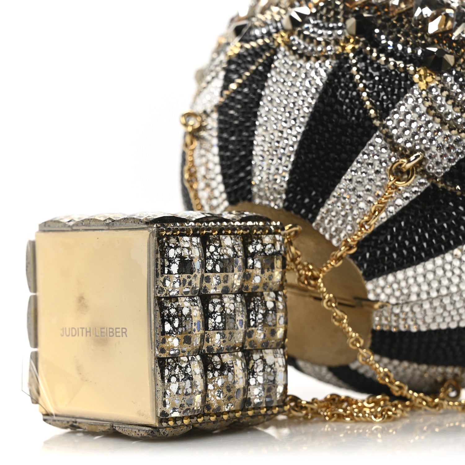 Crystal Pearl Amelia Hot Air Balloon Minaudiere Clutch Gold
