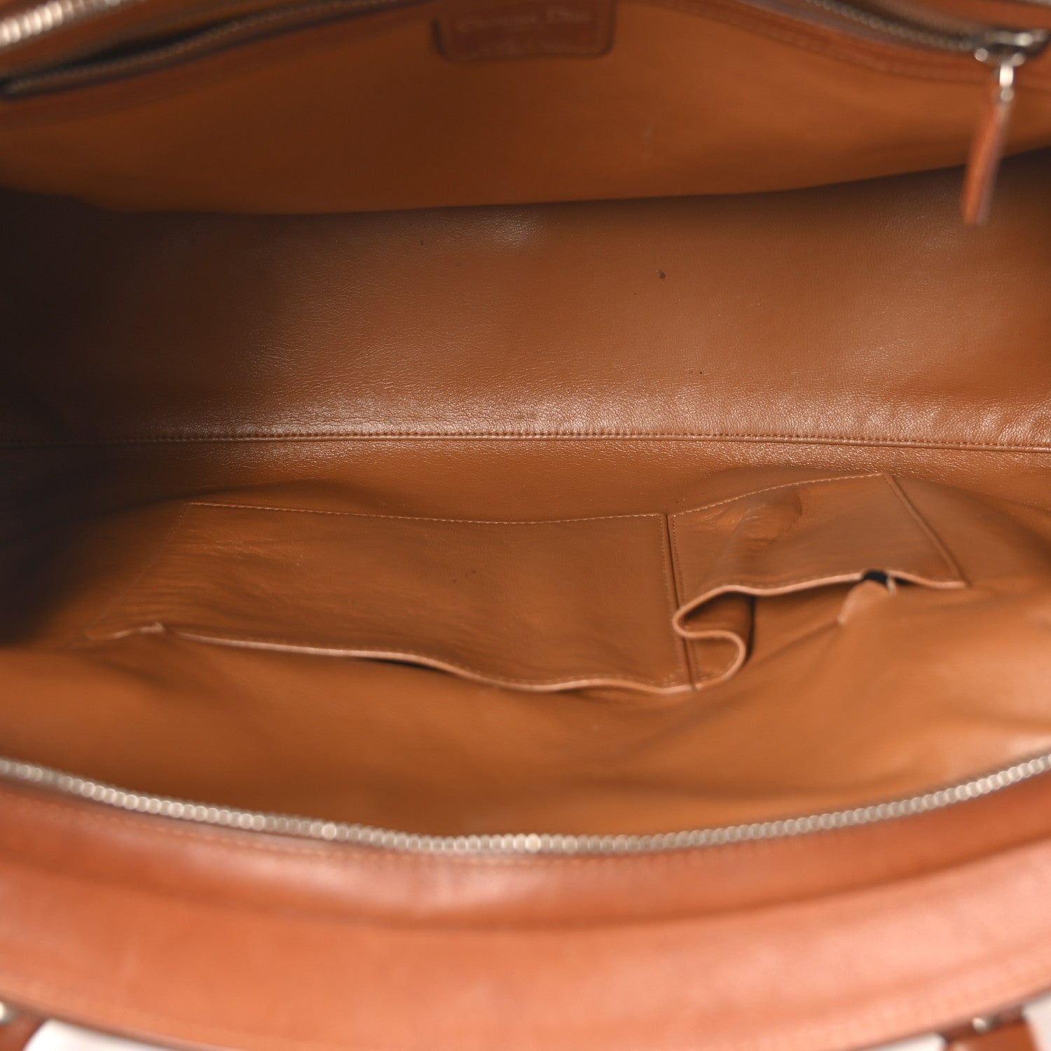 Calfskin My Dior Frame Double Pocket Satchel Brown