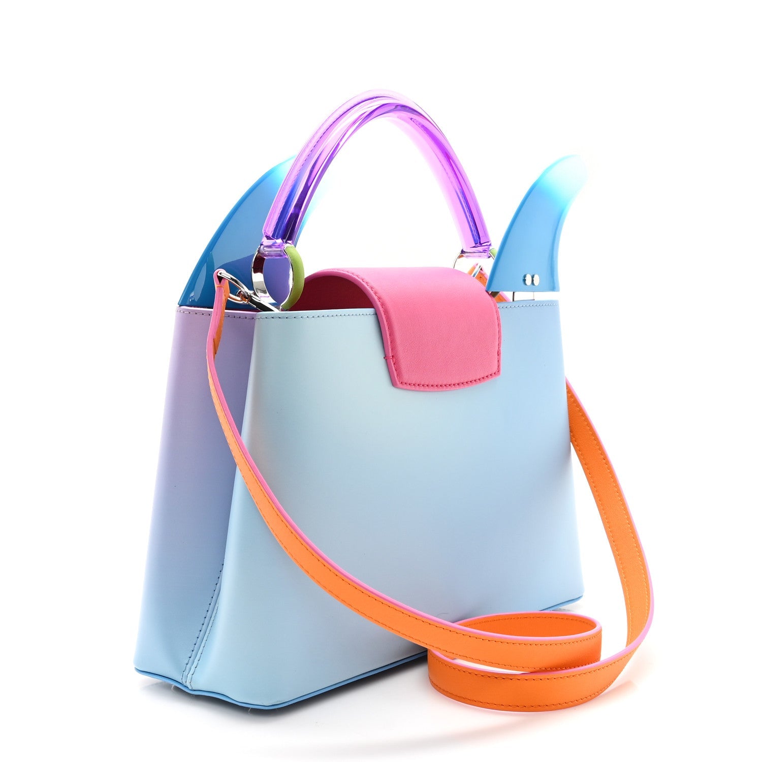 Calfskin Plexiglass ArtyCapucines PM Sam Falls Multicolor