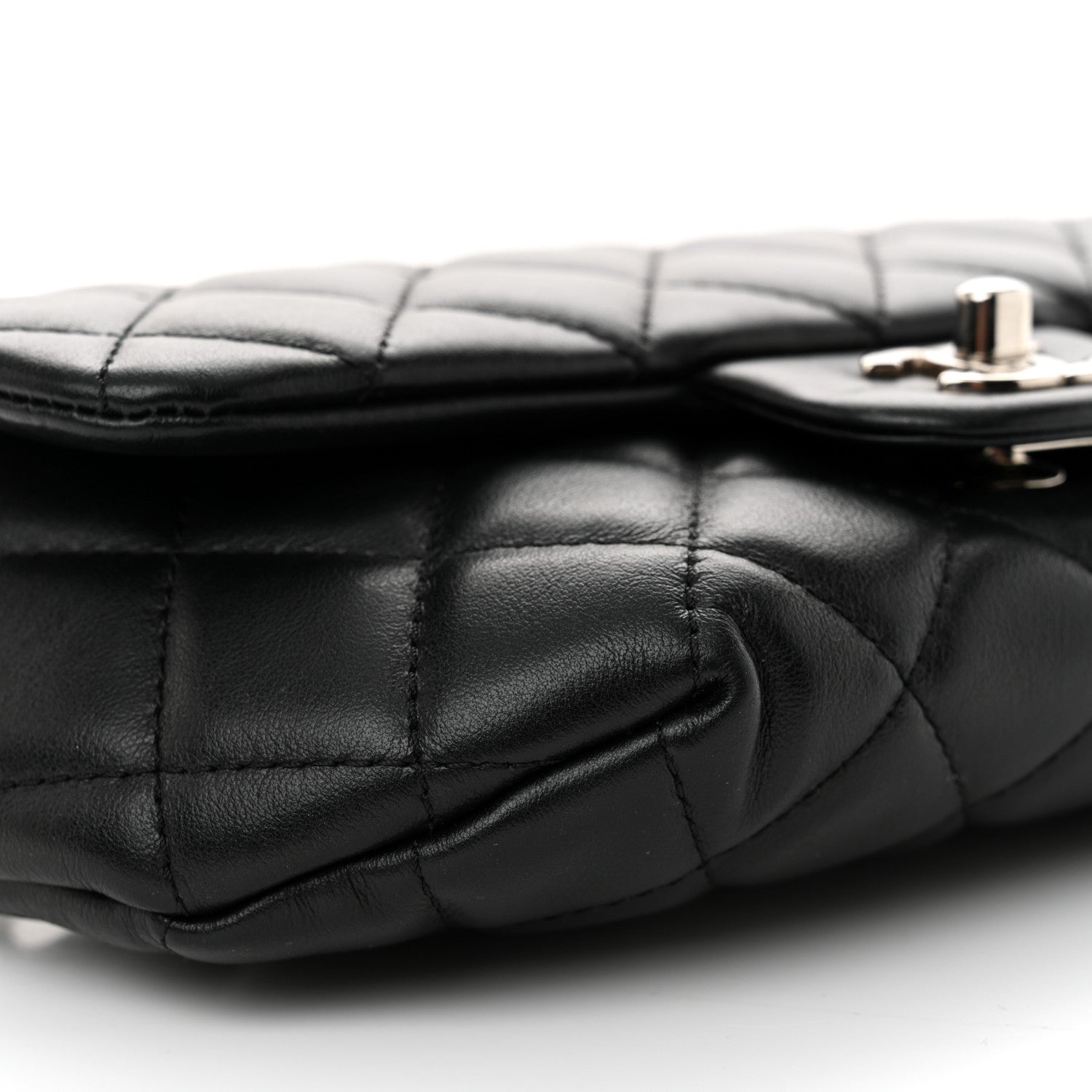 Calfskin Quilted CC Uniform Flap Belt Bag Black